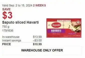Costco Saputo sliced Havarti offer