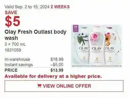 Costco Olay Fresh Outlast body wash offer