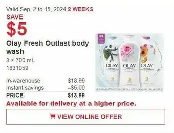 Costco Olay Fresh Outlast body wash offer