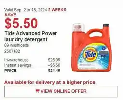 Costco Tide Advanced Power laundry detergent offer
