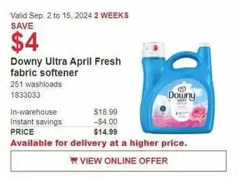 Costco Downy Ultra April Fresh fabric softener offer