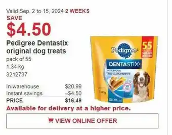 Costco Pedigree Dentastix original dog treats offer