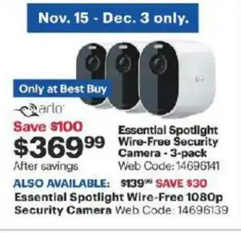 Best Buy Essential Spotlight Wire-Free Security offer