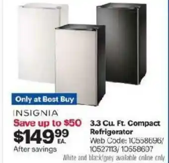 Best Buy 3.3Cu Ft Compact Refrigerator offer