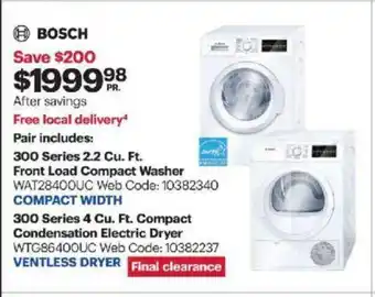 Best Buy 300 Series 2.2 Cu Ft Front Load Compact Washer offer