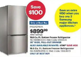 Best Buy 18.6 Cu Ft Bottom Freezer Refrigerator offer