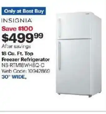Best Buy 18 Cu Ft Top Freezer Refrigerator offer