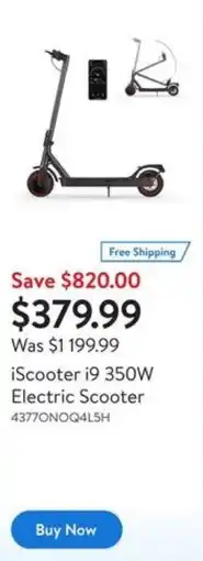 Walmart iScooter i9 350W Electric Scooter offer