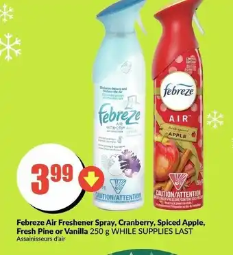FreshCo Febreze Air Freshener Spray, Cranberry, Spiced Apple, Fresh Pine or Vanilla offer