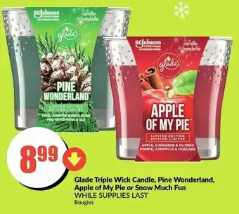 FreshCo Glade Triple Wick Candle, Pine Wonderland offer