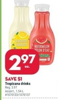 Giant Tiger Tropicana Drinks offer