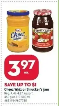 Giant Tiger Cheez Whiz or Smucker's Jam offer
