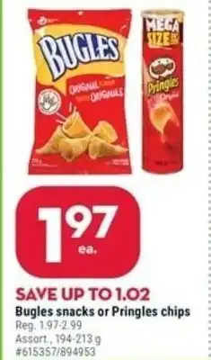 Giant Tiger Bugles Snacks or Pringles Chips offer
