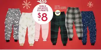 Giant Tiger Girls or Boys PJ Pants offer