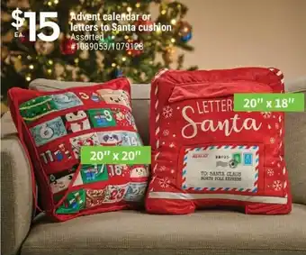 Giant Tiger Advent Calendar or Letters To Santa Cushion offer