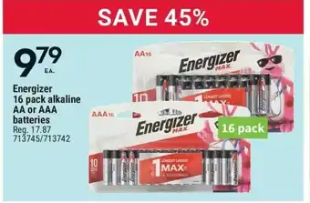Giant Tiger Energizer 16 Pack Alkaline AA or AAA offer