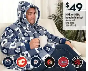 Giant Tiger NHL or NBA Hoodie Blanket offer