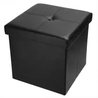 Walmart 15" Folding Storage Ottoman Foot Rest Stool/Bench Seat, Faux Leather (Black, 15" x 15" x 15") offer