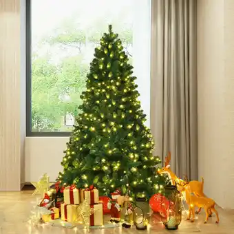 Walmart Gymax Pre-Lit PVC 7' Artificial Christmas Tree Hinged LED Lights Metal Stand offer