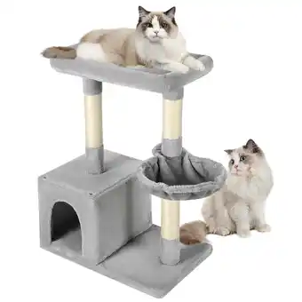Walmart 32 Inch Cat Tree with Sisal-Covered Scratching Posts and 1 Plush Condos Cat Condo Furniture for Kittens, Light Gray offer