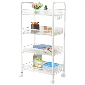 Walmart 4-Tier Kitchen Mesh Wire Rolling Cart Multifunction Utility Cart Kitchen Storage Cart with Wheels, Slim Slide Out Tower Rack offer