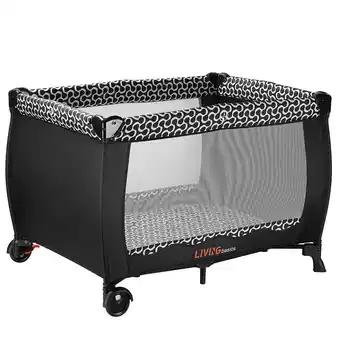 Walmart Portable Baby Play Yard Crib Nursery Infant Playard Toddler Safety Bed Travel Cot w/ 2 wheels and Tote Bag offer