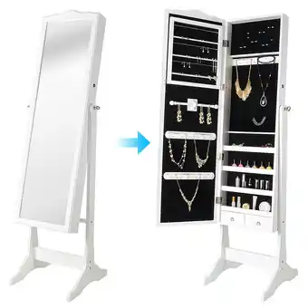 Walmart Lockable Jewelry Armoire Floor Standing Wooden Jewelry Cosmetic Mirror Cabinet Chest with Lock & Mirrored Door for Bedroom Ho offer
