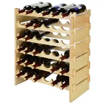 Walmart 36 Bottles Wine Rack, Free Standing Solid Natural Wood Wine Holder Display Shelves, 6 Tier (Natural Wood / 36 Bottles) offer