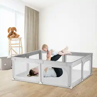 Walmart Baby Playpen Kids Activity Center Playard w/Door,Extra Large Infant Play Yard Fence,70.9"×59"×26.8" offer