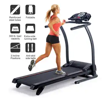 Walmart 49" x 18" Foldable Treadmill 9.9mph with for Cardio Training with Wide Deck Auto Incline Heart Monitor Bluetooth Speakers offer