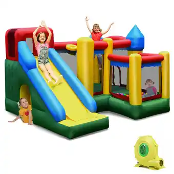 Walmart Costway Costway Mighty Inflatable Bounce House Castle Jumper Moonwalk Bouncer w/735W Blower offer