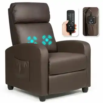 Walmart Gymax Massage Recliner Chair Single Sofa Fabric Padded Seat Theater Home w/ Footrest offer