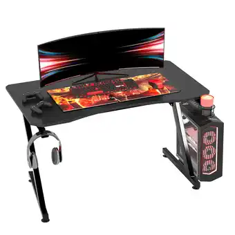 Walmart HOMCOM 47.25" Gaming Desk Computer Home Office Gamer Table Z Shape Workstation with Cup Holder, Headphone Hook, Cable Managem offer