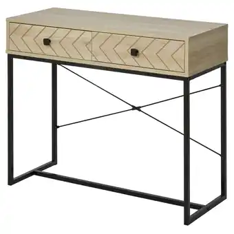Walmart HOMCOM Industrial Console Table with 2 Storage Drawers, Elegant Side Table with Metal Frame and Back X-Bar for Living Room, S offer