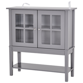 Walmart HOMCOM Modern Sideboard Buffet Cabinet Wood Console Table with Glass Doors Kitchen Dining Room Furniture, Dark Gray offer
