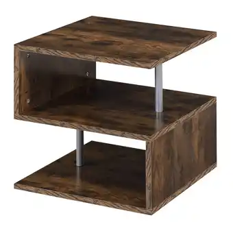 Walmart HOMCOM Wooden S Shape End Table 3 Tier Storage Shelves Organizer Living Room Coffee Side Table Desk Black offer