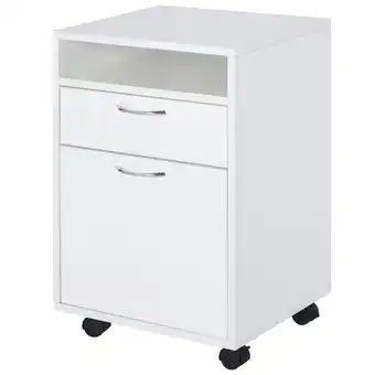 Walmart HOMCOM 24" Rolling File Cabinet with Drawer Wheeled Documents Storage Printer Stand with Shelf Home Office White offer