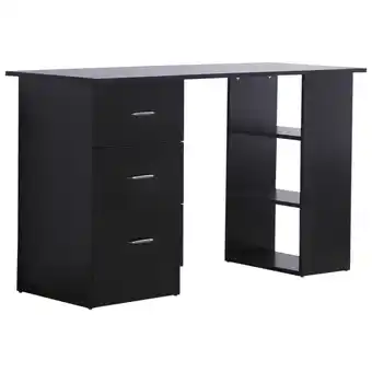 Walmart HOMCOM Computer Writing Desk Study Table Student Workstation w/ 3 Shelf & 3 Storage Drawers Home Office Furniture Black offer