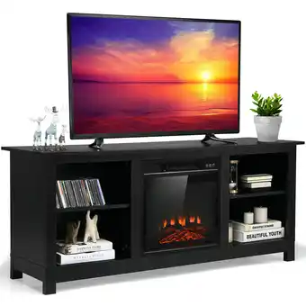 Walmart Gymax 58'' 2-Tier Fireplace TV Stand W/18'' 1400W Electric Fireplace 65'' Black offer