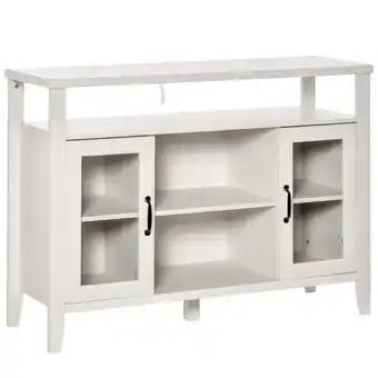 Walmart HOMCOM Freestanding Sideboard Buffet Server Storage Cabinet Cupboard with Glass Doors and Adjustable Shelves for Kitchen & Di offer