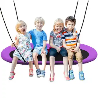 Walmart Gymax 60'' Saucer Tree Swing Surf Outdoor Adjustable Kids Giant Oval Platform Swing Set Green offer