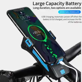 Walmart MKL Innovations® Four in One Bike Head Light w/ Three mode Flashlight, Horn, PowerBank and Phone holder- Red Color offer