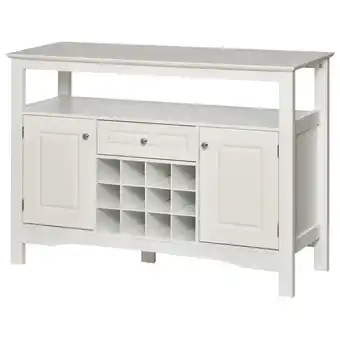 Walmart HOMCOM Sideboard Buffet Credenza Storage Cabinet with Drawer & 12-Bottle Wine Rack for Kitchen, Living Room, White offer