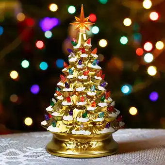 Walmart Gymax 15 Inch Artificial Christmas Tree Tabletop Luminous Ceramic Tree Silver offer