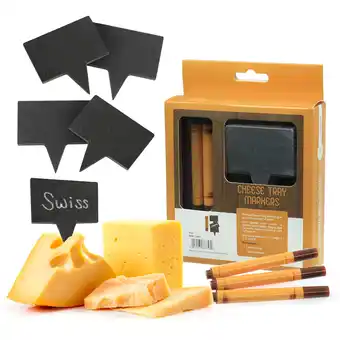 Walmart Cheese Markers Set of 5, Square Cheese Chalkboard Labels Made of Natural Black Slate, Includes 3 Chalk Markers offer