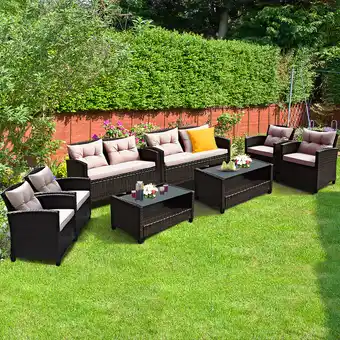 Walmart Gymax 8pcs Outdoor Rattan Sectional Sofa Set w/Cushion Armrest Patio offer
