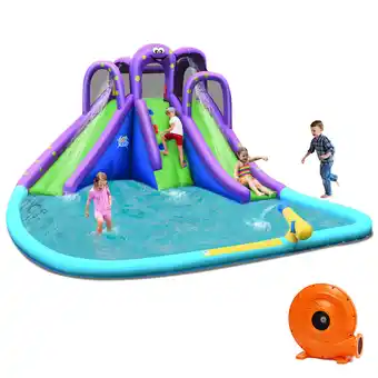 Walmart Gymax Inflatable Water Park Octopus Bounce House Dual Slide Climbing Wall W/ Blower offer
