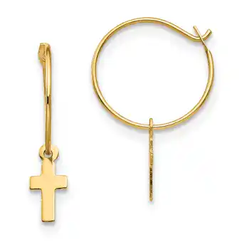 Walmart 14k Yellow Gold Endless Hoop Small Cross Religious Earrings Ear Hoops Set offer