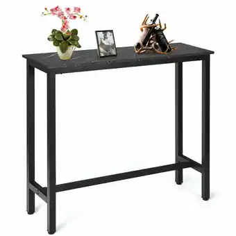 Walmart Gymax 47'' Pub Dining Table Industrial Bar Height Bistro Table w/ Faux Marble Top Black offer