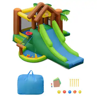 Walmart Gymax Inflatable Jungle Bounce House w/ Dual Slides Climbing Wall Jumping Area offer